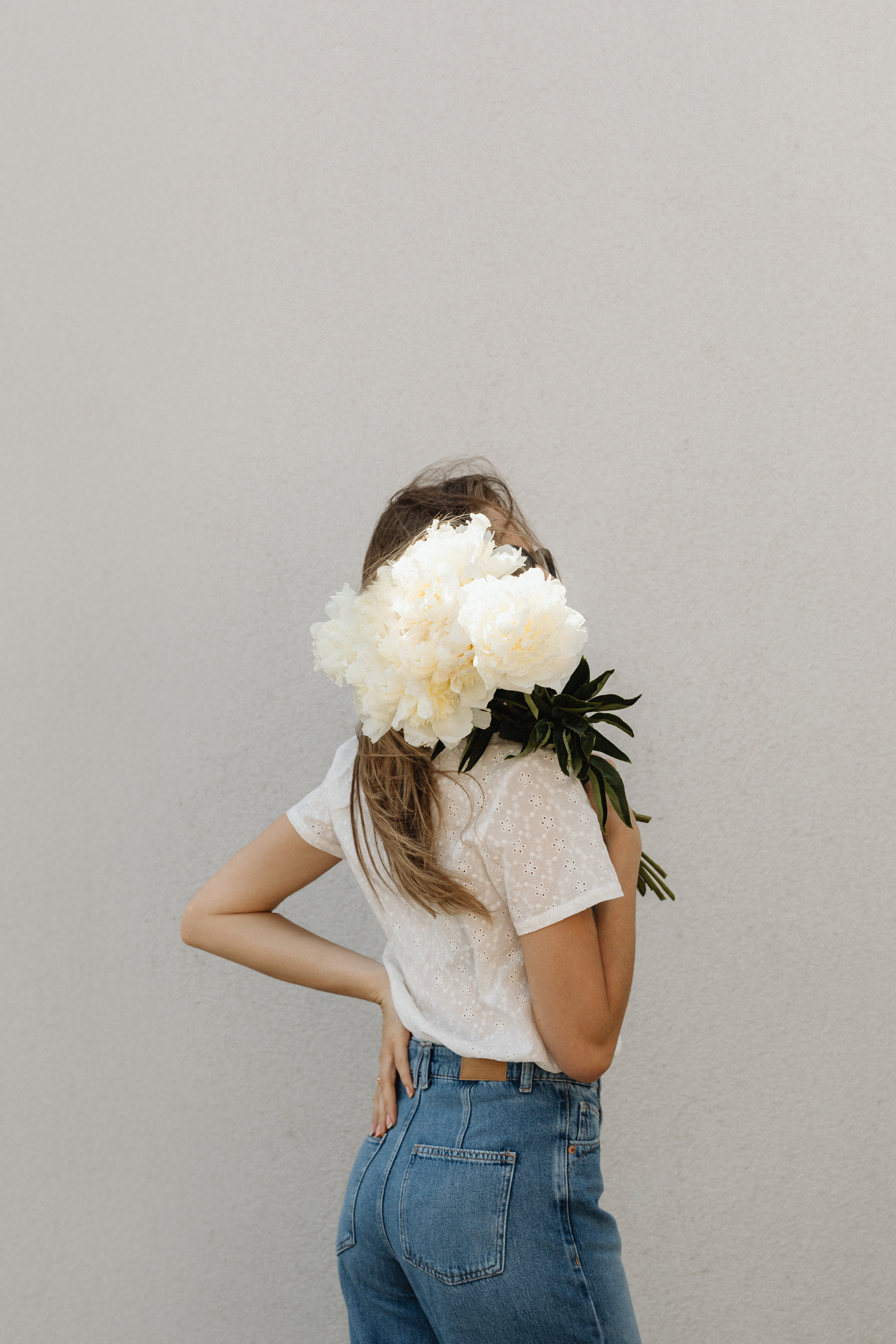 woman with pretty flowers